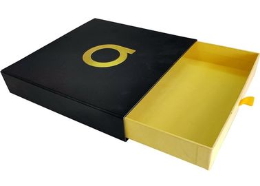 चीन कपड़ों के लिए ब्लैक पेपर स्लाइडिंग दराज उपहार बॉक्स फोइल गोल्ड उभरा लोगो फैक्टरी