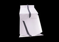 ब्लैक रिबन क्लोजर पेपरबोर्ड फोल्डिंग बॉक्स, व्हाइट फैंसी गिफ्ट बॉक्स आपूर्तिकर्ता