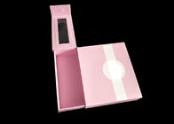 दो इंटरलेयर और एक साफ़ विंडो के साथ गुलाबी चुंबकीय बंद गिफ्ट कार्ड बॉक्स आपूर्तिकर्ता