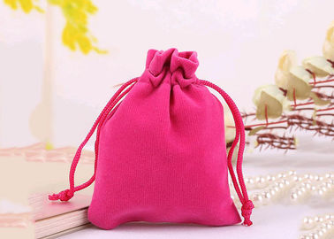 टिकाऊ शैली छोटे मखमली Drawstring बैग कपास फ्लैप नरम गुलाबी रंगीन